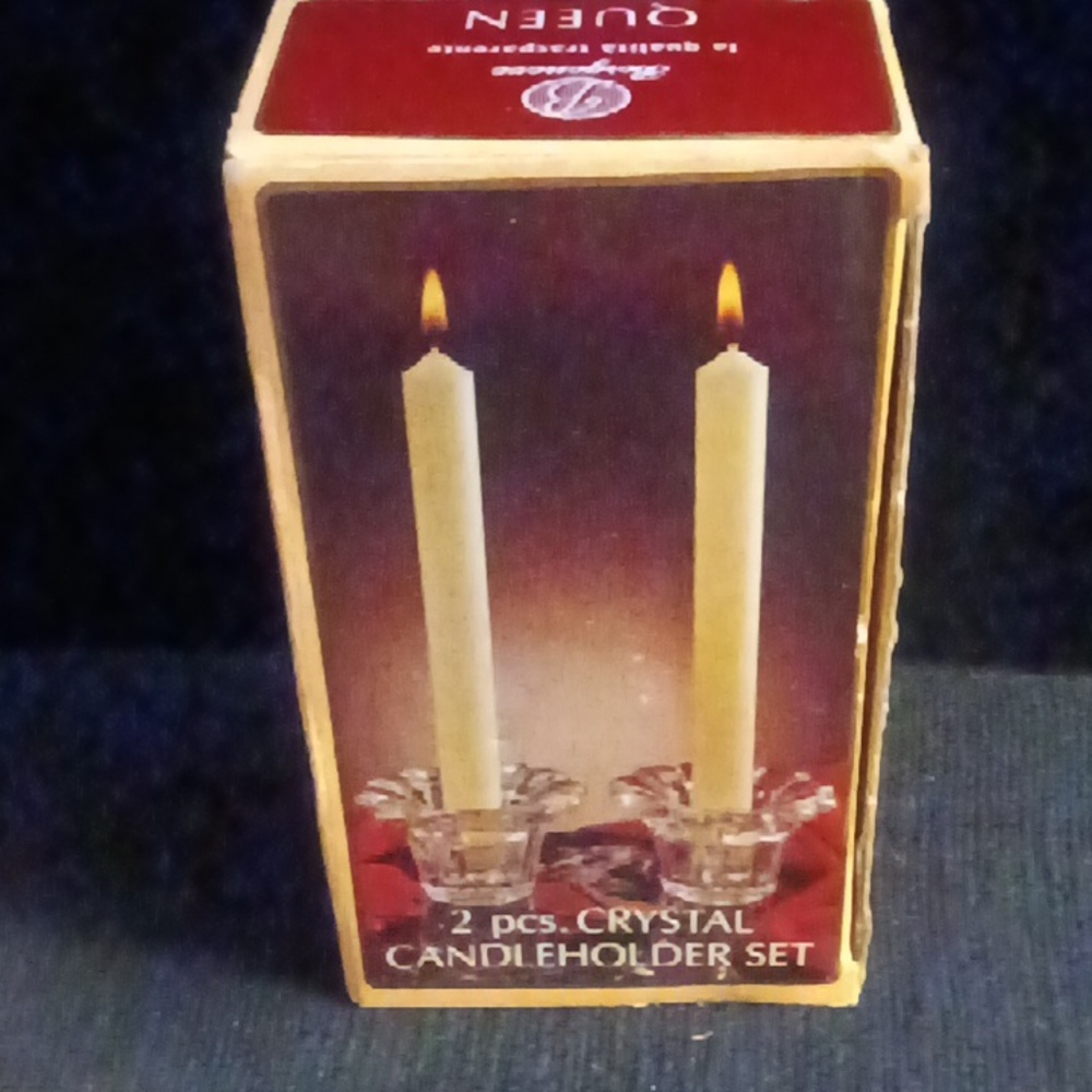 Vintage Borgonova Queen Crystal Candle Holder Set